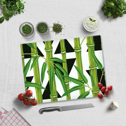 Bamboe Patroon Tempered Glas Snijplank 30cm x 40cm - Glassnijplank