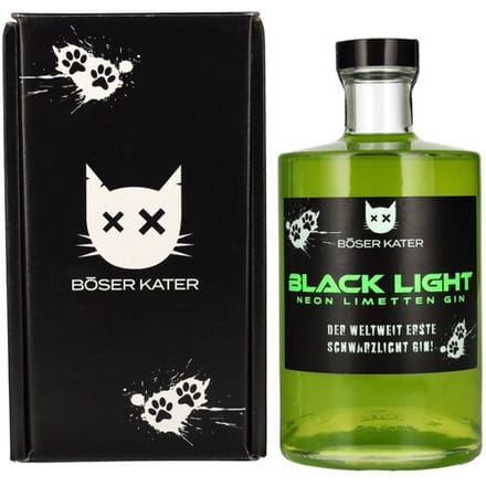 BÖSER KATER Black Light Neon Limetten Gin 40% Vol. 0,5l in geschenkverpakking