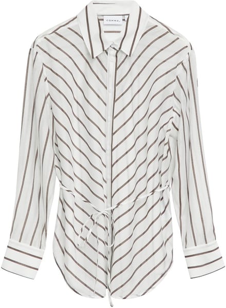 comma - female - Semi-transparante blouse van lyocellmix met ceintuur