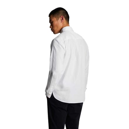 Lyle & Scott Heren Knoop-overhemd Katoen Linnen (Wit)
