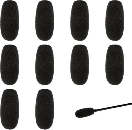 Famanu 10 stuks schuimmicrofoon voorruit, reversheadset microfoon spons mini schuim cover schildbescherming voor verschillende headset-microfoon