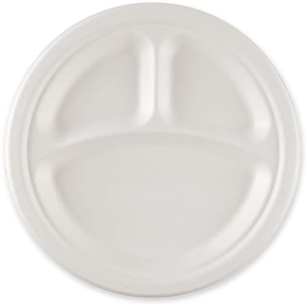 NATURE Star suikerriet menubordje rond 260mm 3-vaks wit 50 stuks