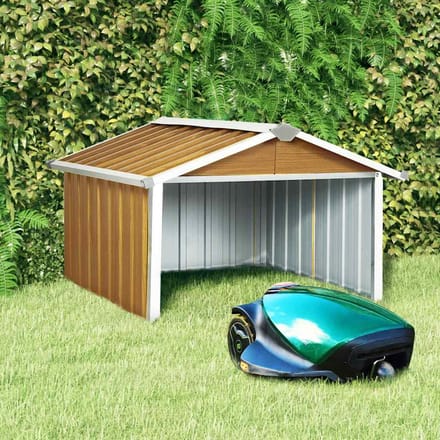 vidaXL - Overkapping - voor - robotmaaier - 92x97x63 - cm - staal - bruin