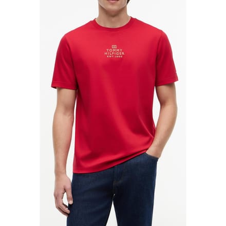 Tommy Hilfiger Brand Love Gold Interlock T-shirt Medium Red Größe: M | Basic T-Shirts Outlet | Herren | Gelb