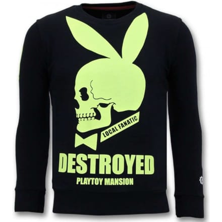 Luxe Sweater Mannen - Destroyed Playtoy - Navy /Zwart