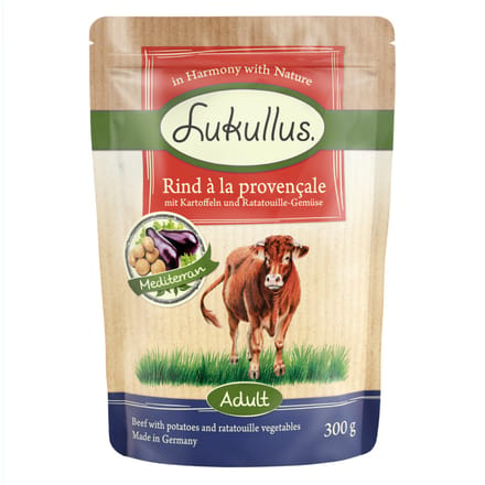 6x300g Natuurkost Graanvrij Rund La Provencale Lukullus Hondenvoer