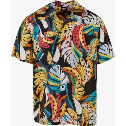 Urban Classics - Viscose AOP Resort Toucans Overhemd - L - Multicolours