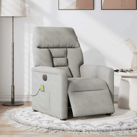 vidaXL - Massagestoel - elektrisch - verstelbaar - microvezelstof - lichtgrijs