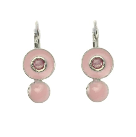 Behave - Ronde oorsteker roze kristal - Modeaccessoire - Zilver-kleur
