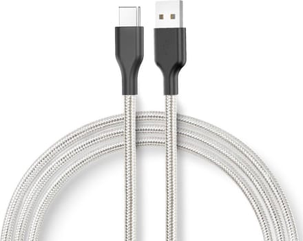 BSTNL – USB kabel - USB kabel type C – 1 m – USB naar USB-C - Nylon coated – zilver