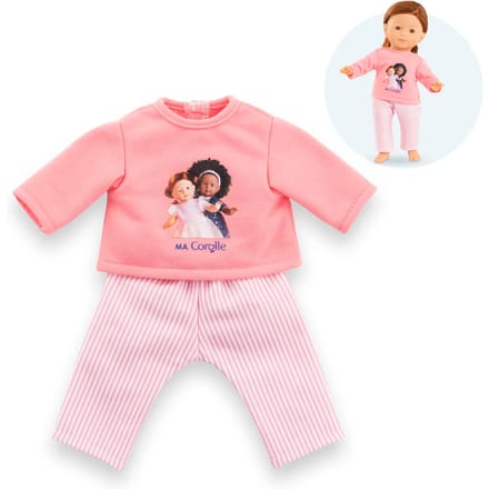 Corolle poppen pyjama roze 36cm - poppenkleding set.