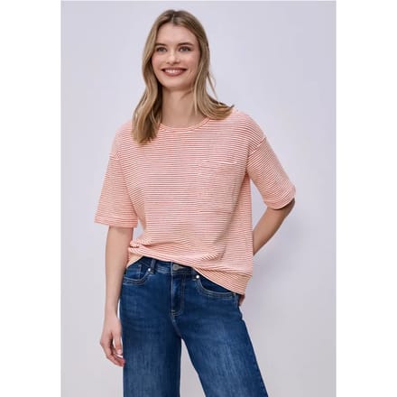Shirt met korte mouwen en gestructureerde strepen
