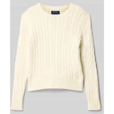 Gebreide pullover met kabelpatroon en labelstitching