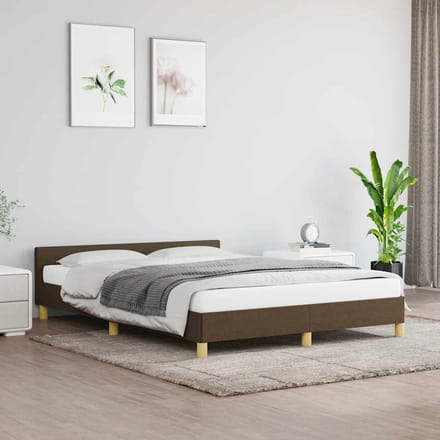 vidaXL - Bedframe - zonder - matras - stof - donkerbruin - 140x190 - cm