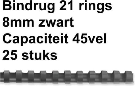 Bindrug gbc 8 mm 21-rings a4 zwart