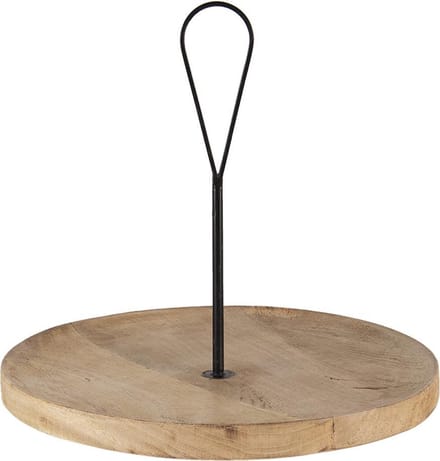 Clayre & Eef Decoratief Dienblad Ø 40x37 cm Bruin Hout Ijzer Rond Serveerschaal
