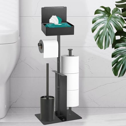 Toiletbutler - Toiletrolhouder Staand - Zwarte