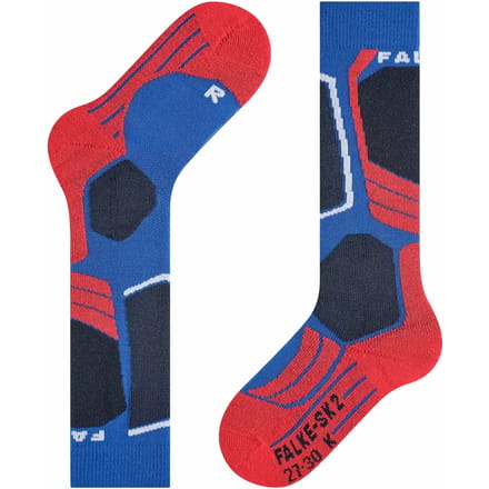 FALKE SK2 warm dik wol functioneel materiaal skisokken kinderen blauw - maat 31-34