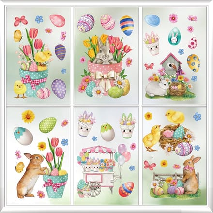 Paas Kabouter Stickers - Raamdecoratie Glas - Feestelijke Aankleding - Dubbelzijdig Statisch - 9 Vellen Set