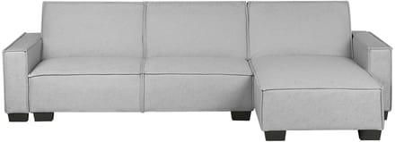 ROMEDAL - Hoekslaapbank - Lichtgrijs - Links - 290 cm - Polyester