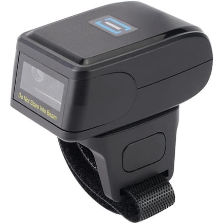 2D Barcode Scanner Draagbare Vinger Handheld Draagbare Ring 1D 2D Barcode Reader BT+2.4G Draadloos zwart