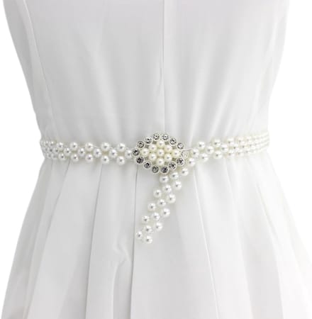 DA65 Parelriem, bruiloft, bruidsmeisje, riem, parels, bruiloft, bruid, sjerp, jurk, riem, riem