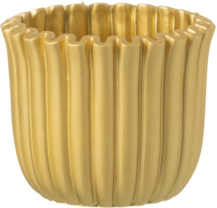 J-Line bloempot Geribbeld - cement - goud - medium