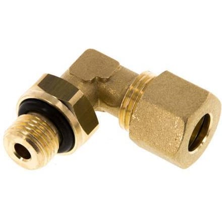 10mm & G1/4'' Messing L-Vorm Knelfitting Buitendraad 95bar NBR Verstelbaar DIN EN 1254-2