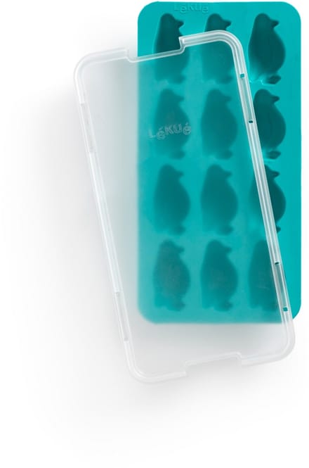 Lékué IJsblokjesvorm - met deksel - Pinguïn - Turquoise