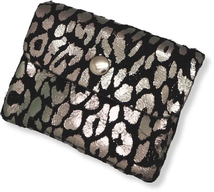 Bijoutheek Portemonnee Leer Italiaans Suede Leopard Black