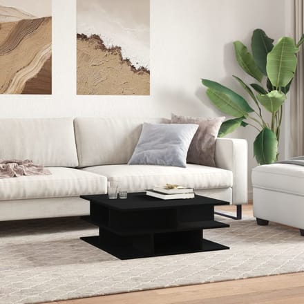 vidaXL - Salontafel - 70x70x29 - cm - bewerkt - hout - zwart
