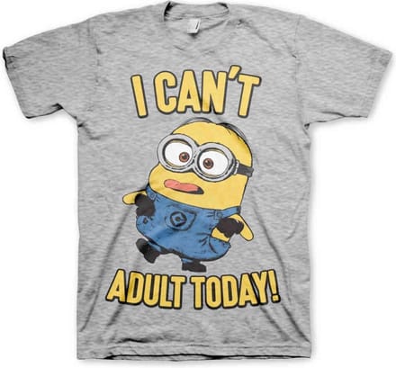 Minions Heren Tshirt -S- I Can't Adult Today Grijs