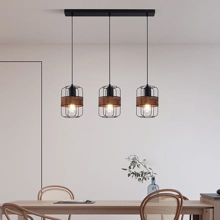 LumenXL Industriële zwarte hanglamp in rotan - Hira