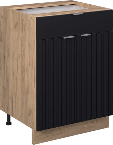 Vicco Fame-Line Keukenonderkast – 60 cm met lade, WB Eik Zwart gestreept