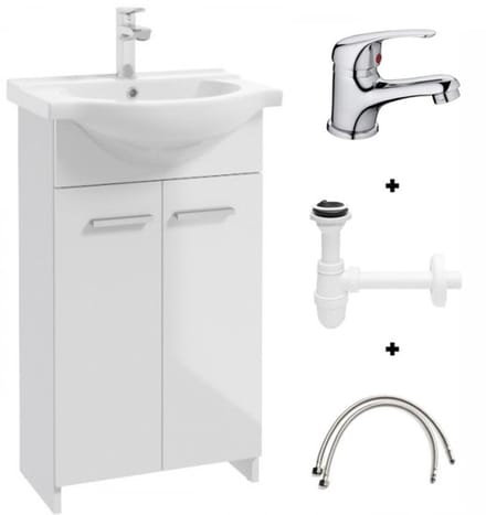Deftrans Marlena Serie - Badkamermeubel - Bekerhouder - Wastafel 50cm - Wit Gelakt