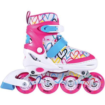 Inline Skates - Move Love M 34-37 - wit roze - verstelbaar maat 34 tot 37