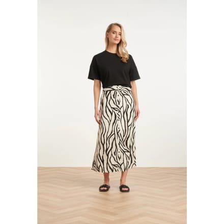 Smashed Lemon Midi-rok met zebra print off-white/zwart |