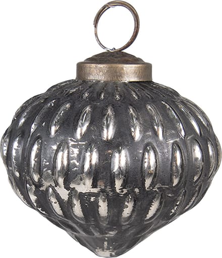 Clayre & Eef Kerstbal Overig Ø 7 cm Zwart Zilverkleurig Glas Kerstballen