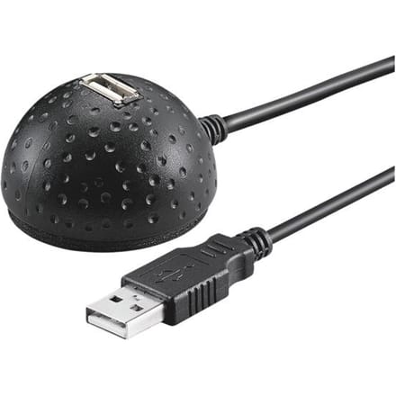 Pro USB 2.0 Hi-Speed extension cable with desktop foot black