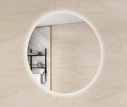 LINEA UNO - Ekeby 90 x 90 - Frameloos - Spiegel - Rond - Frameloos - LED-verlichting (dimbaar) - Anti-condens - 301494