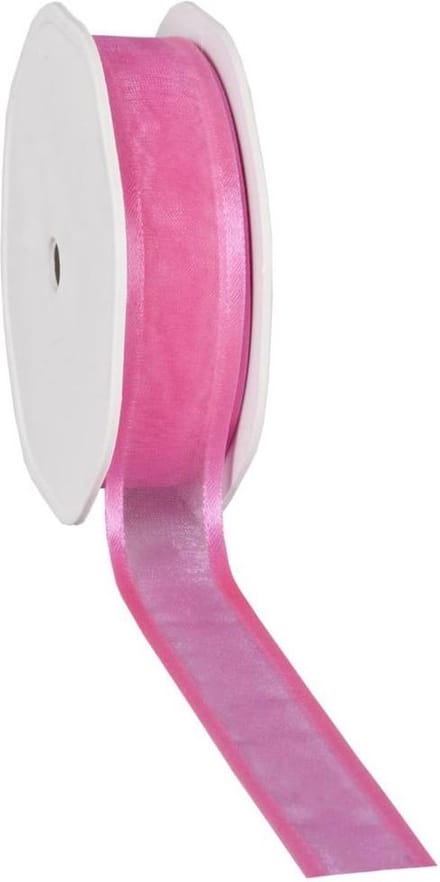 Satin edge Organzalint Fuchsia – 25 mm × 25 m – Organza