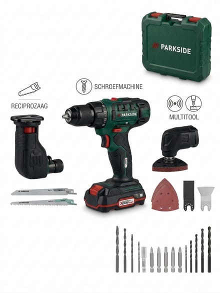 PARKSIDE® Accu-combitool 20 V met accu en lader - Eén apparaat, drie functies: schroefmachine, decoupeerzaag en multitool