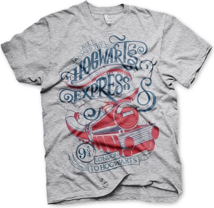 Harry Potter Heren Tshirt -L- All Aboard The Hogwarts Express Grijs