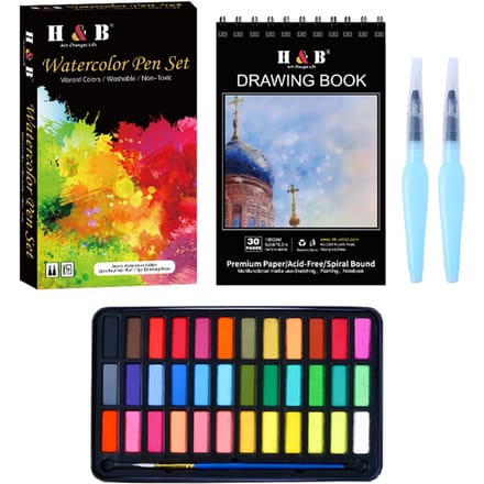 36 aquarelverfset met 1 * penseel / 2 * vulpen / 1 * afdrukken van boekkunst