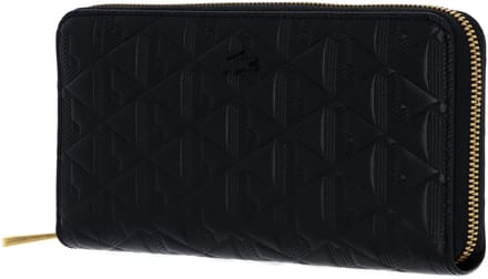 LACOSTE Leren Portemonnee Zip Wallet Noir Zwart