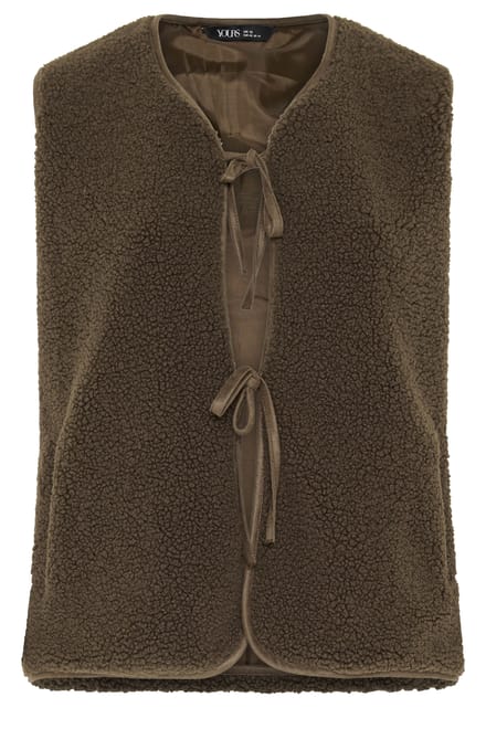 Yours Chocoladebruine Fleece Met Strik Aan De Voorkant Size 50-52