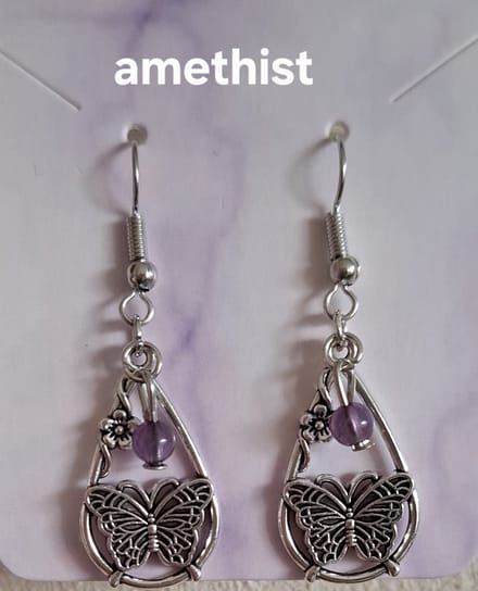 Waterdruppel Vlinder "Amethist" Oorbellen