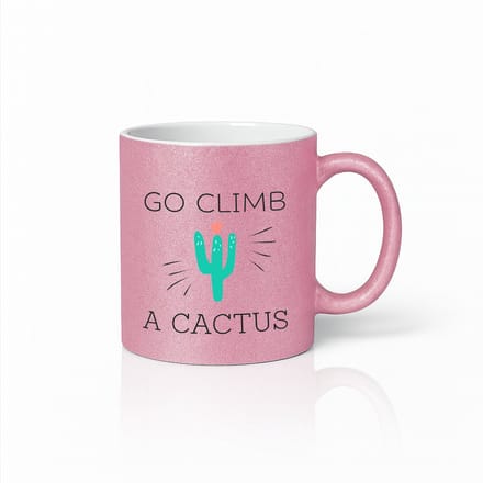 Roze Mok 330ml – “Go Climb a Cactus” Grappige Sarcastische Woestijnhumor Koffiebeker