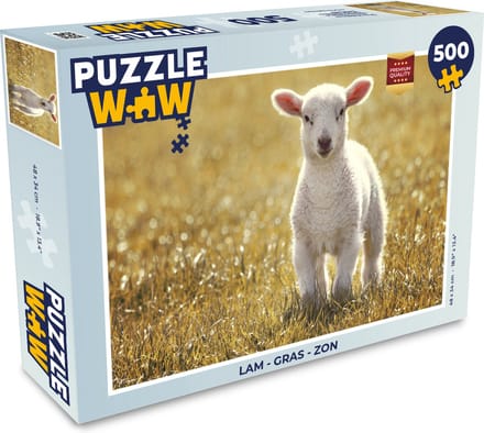 Puzzel Lam - Gras - Zon - Legpuzzel - Puzzel 500 stukjes