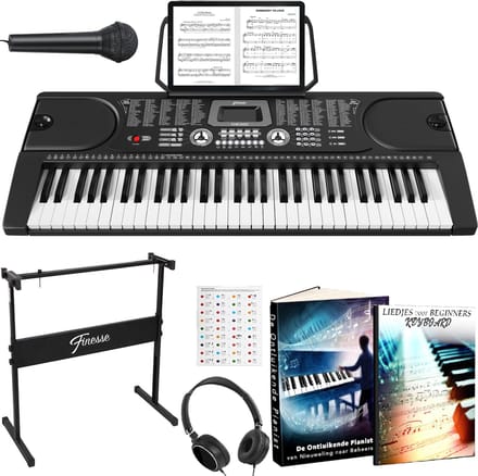 Finesse Keyboard Piano - Statief & Accessoires - 61 Keys - Digitale Piano - Elektrische Piano - Kind
